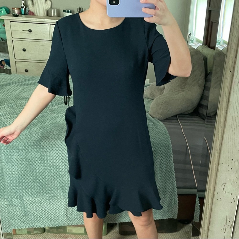 NWT Karl Largerfeld Navy Blue Ruffle Dress - Picture 13 of 13